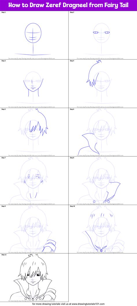 How To Draw Zeref Dragneel From Fairy Tail Printable Step By Step Drawing Sheet