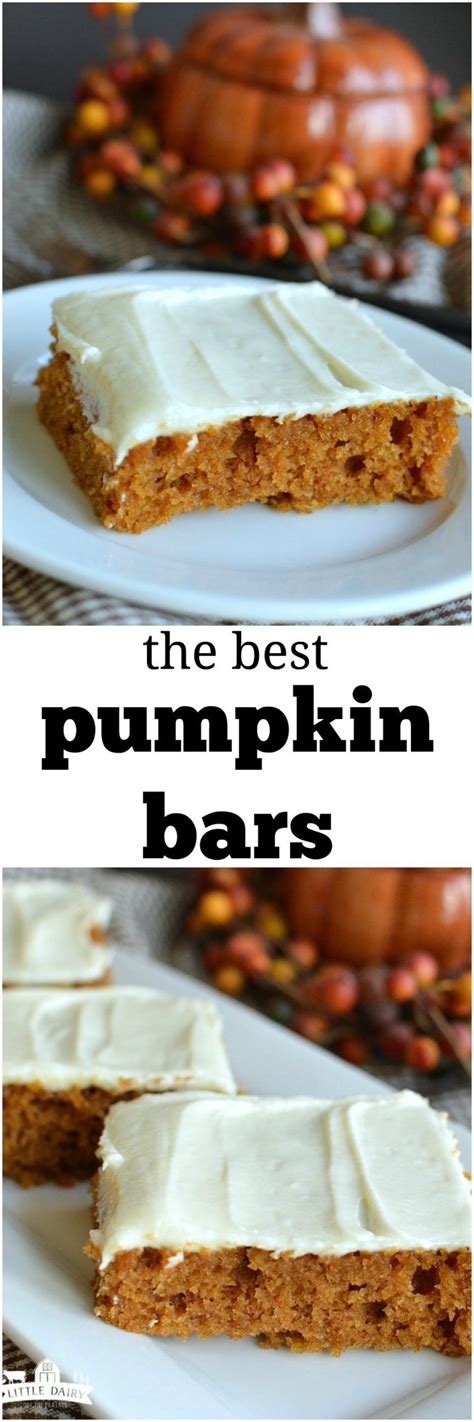 Beat the cream cheese, powdered sugar, butter, and the remaining pinch of salt with an electric mixer in a medium bowl until smooth, 1 to 2 minutes. Pumpkin Bars with Cream Cheese Frosting - Little Dairy On ...