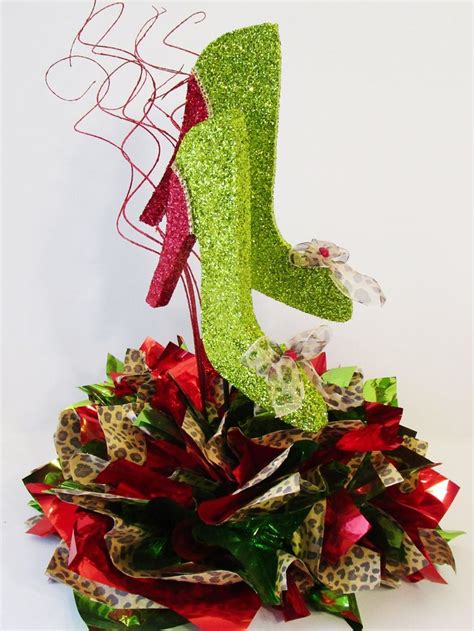 Red Lime Green And Leopard Print High Heel Shoe Centerpiece Birthday