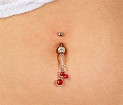 Ruby Belly Ring Dangle Belly Button Rings Dangle Belly Rings Etsy