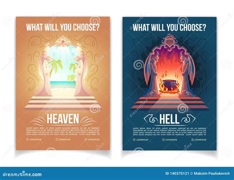 Heaven And Hell Brochures Cartoon Vector Template Stock Vector Illustration Of Afterlife