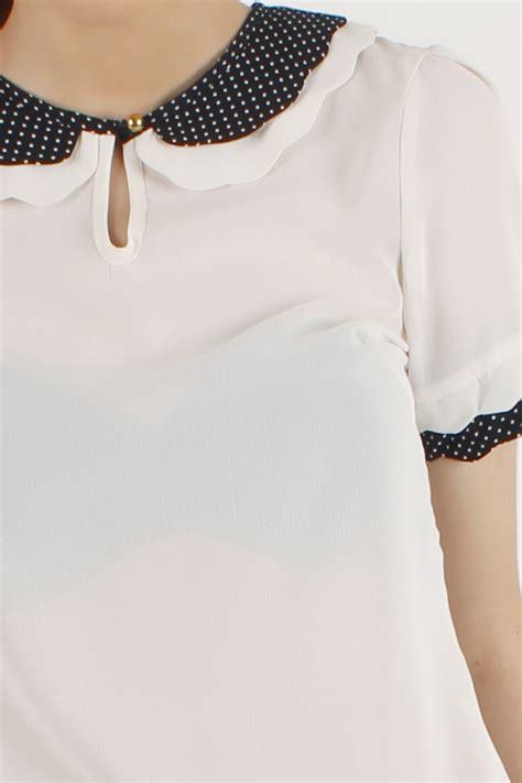 White Short Sleeved Peter Pan Collar Blouse Sizes 8 14 Ebay