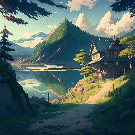 Download Anime Mountains Scenery Royalty Free Stock Illustration
