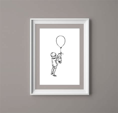 Winnie The Pooh And Christopher Robin Balloon Poster Classic Etsy