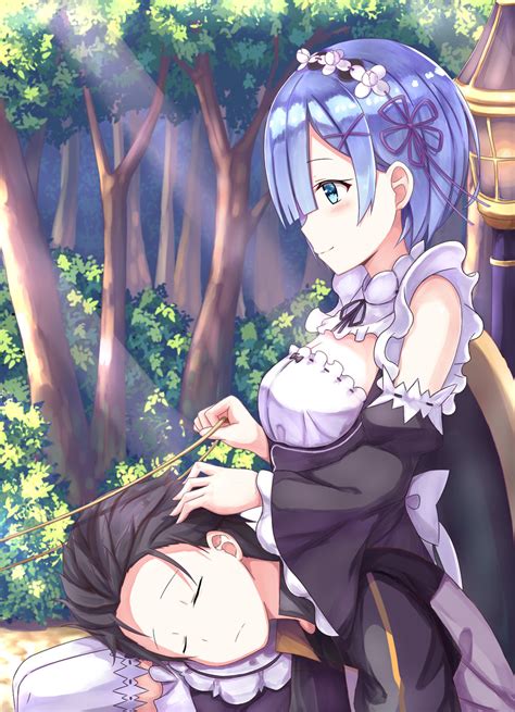 Rem And Natsuki Subaru Rezero Kara Hajimeru Isekai Seikatsu Drawn By