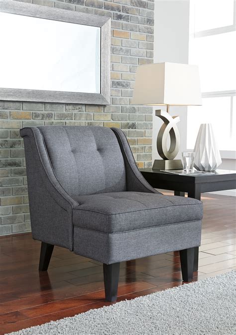 Ashley Furniture Calion Gunmetal Finish Fabric Upholstery Slope Arm Accent Chair