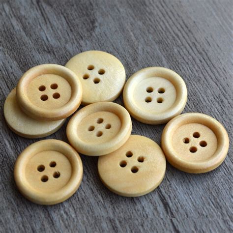 100pcs Natural Wood Buttons 10mm Round 4 Holes Flatback Button For