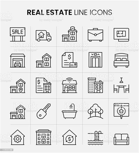 Real Estate Line Icons Stock Illustration Download Image Now