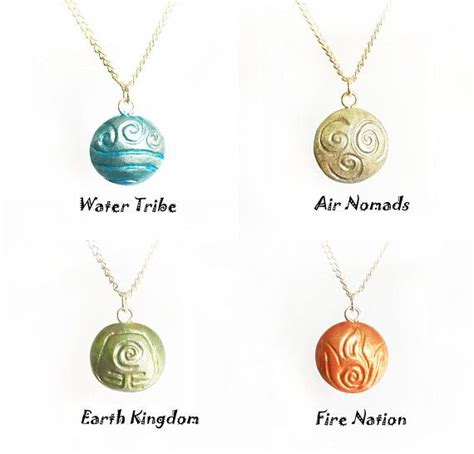 4 Nations Pendants Avatar The Last Airbender Air Earth Water Etsy