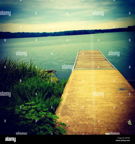 Lakeside Dock Stock Photo Alamy