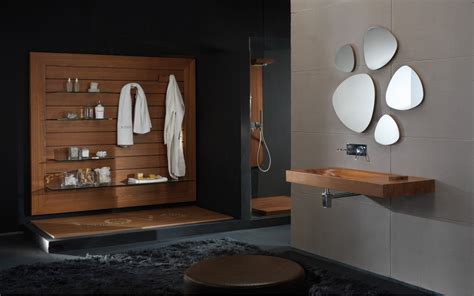 Wooden Bathroom With Black Decor Decoist