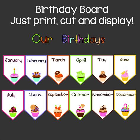 Birthday Bunting Birthday Bulletin Board Cupcake Theme Classroom