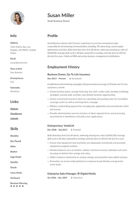 Use professionally written and formatted resume samples that will get you the job you want. Small Business Owner Resume Guide | +12 Examples | PDF | 2019