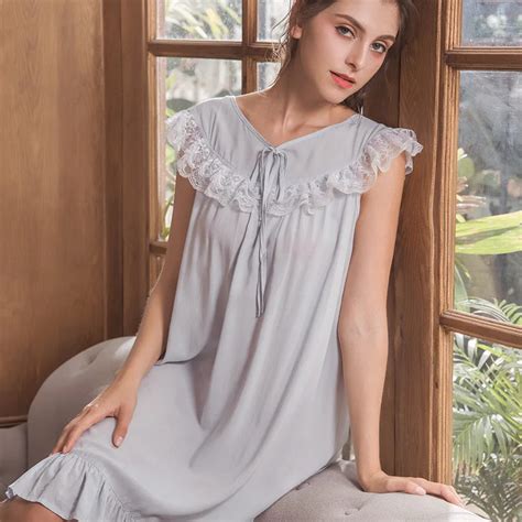 Sleeveless Cotton Nightgowns Women Thin Sleeping Dress Summer Ruffle
