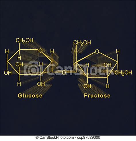 Sucrose Structural Chemical Formula Gold On Dark Background Canstock