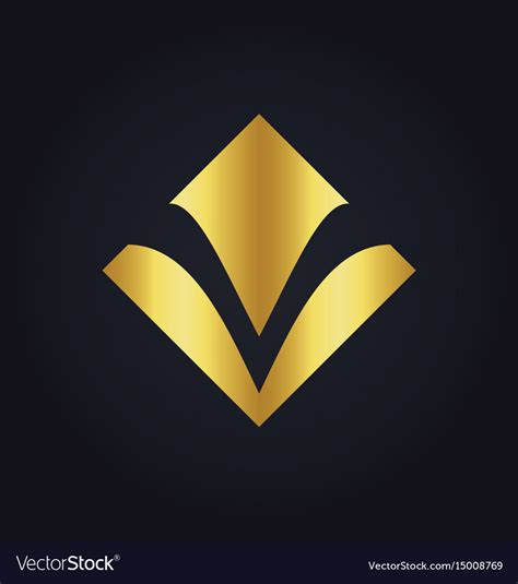 Square Letter V Gold Logo Royalty Free Vector Image