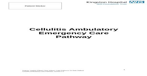 Cellulitis Ambulatory Emergency Care Pathway Pdf Document