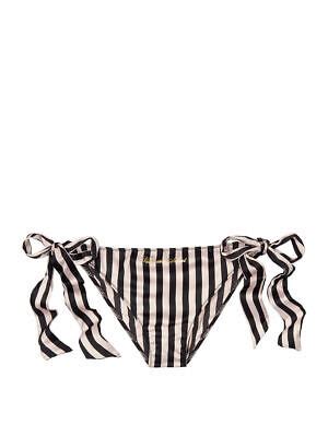 Victoria S Secret Satin Bikini Side Tie Bow Adjustable Black Pink