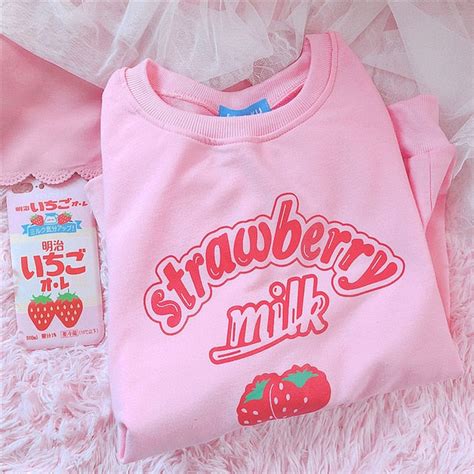 Plus Size Harajuku Strawberry Milk Sweatshirt The Kawaii Factory