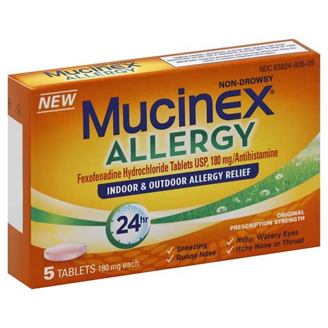 Mucinex Allergy 24 Hour Indoor And Outdoor Allergy Relief Fexofenadine
