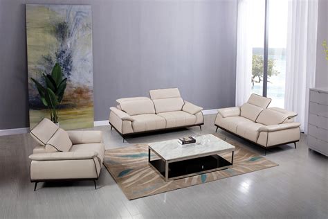 Orange Italian Leather Living Room Sofa Set 2pcs Contemporary Esf 410