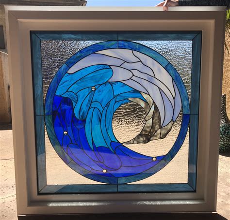 The Incredible Cresting Wave Leaded Stained Glass Window Stained