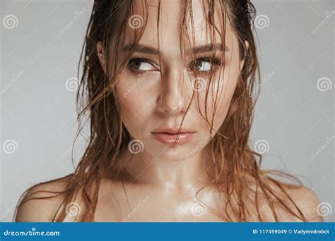 Close Up Fashion Portrait Of A Topless Seductive Woman Stock Image