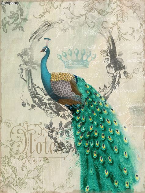 canvas painting peacock  frame animal cartoon beautiful canvas art