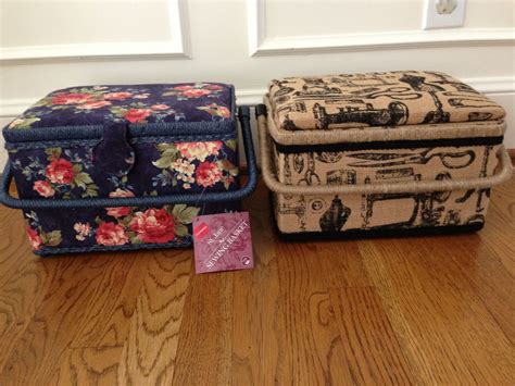 Smartek fabric print sewing basket with sewing kit accessories lg 10.8 x 6.6 $24.99. I bought this sewing basket on clearance and recovered it ...