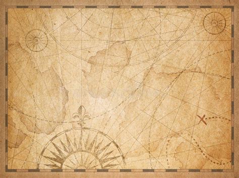 Old Nautical Hidden Treasure Map Background Stock Illustration