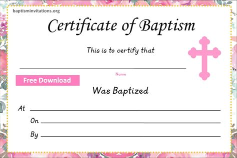 Printable Baptism Certificate Baptism Invitations