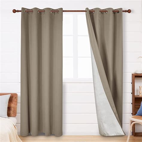 Deconovo Set Of 2 Solid Color Thermal Insulated Blackout Curtains With