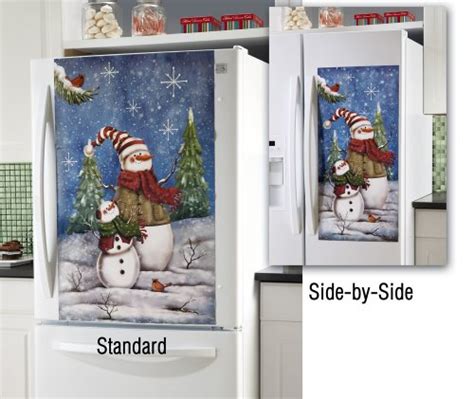 Decorative Snowman Side By Side Or Standard Refrigerator Door Magnet