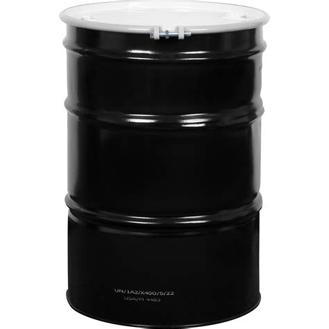 55 Gallon Steel Drum Black White Top Reconditioned Un Rated