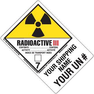 Hazard Class Radioactive Category Iii Explosive Non Worded