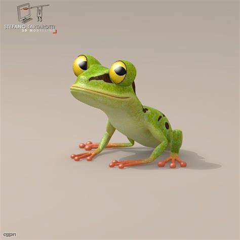 Frog Cartoon Character 3d Model Frog Cartoon Characters Cute