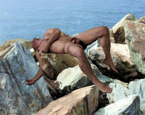 Left On The Rocks Painting By Nude Male Art Fine Art America
