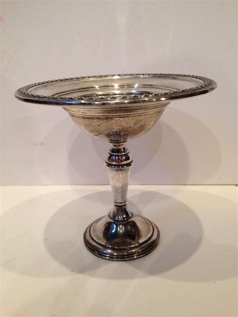 Vintage sterling silver candy dish on stem with base. Vintage Rogers Sterling Silver Compote Weighted Reinforced ...