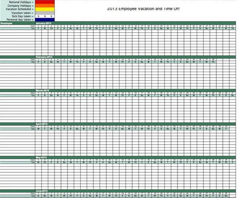 Free Employee Vacation Planner Template Excel 2019 ~ Addictionary
