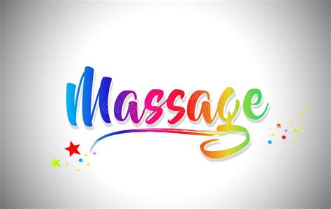 Massage Handwritten Word Text With Rainbow Colors And Vibrant Swoosh Stock Vector Illustration