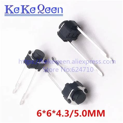 50pcs Vertical Round Micro Switch 6643mm 665mm Dip 2 2pin