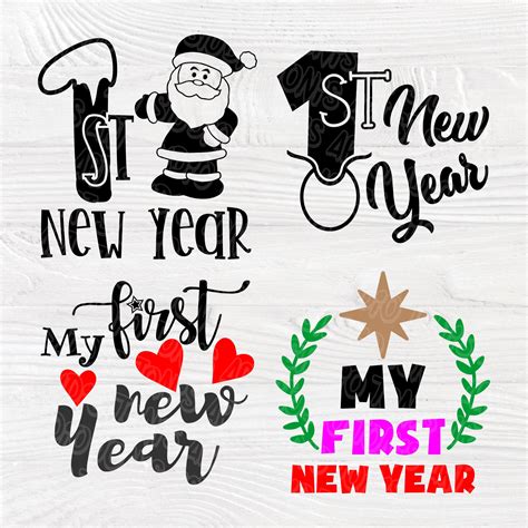 My First New Year Svg Svg Bundle My 1st New Year Holiday Cut Files