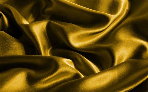 Download Wallpapers Yellow Satin Background Macro Yellow Silk Texture Wavy Fabric Texture