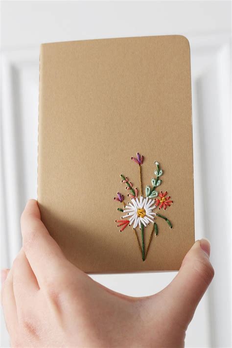 White Dahlia Hand Embroidered Moleskine Pocket Notebook - Etsy | Paper ...