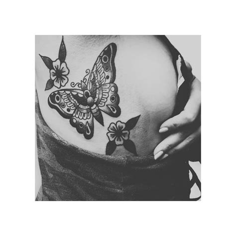 Traditional Black And Gray Butterfly Side Tattoos Tattoos Tattoo