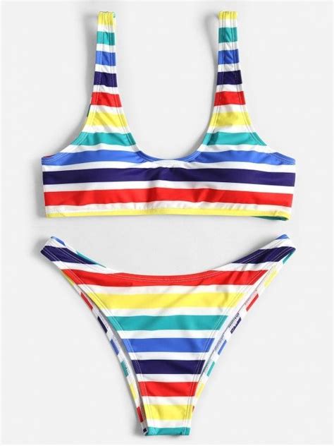 rainbow stripe tank bikini set explore the latest in women s swimwear at from the