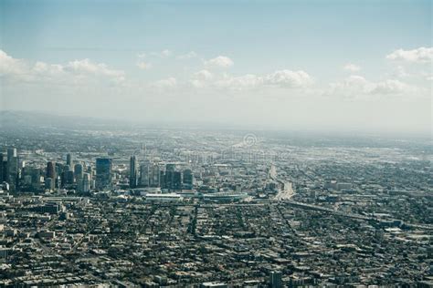 Aerial View Of A Downtown Los Angeles Stock Photo Image Of