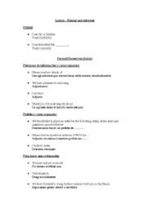 english worksheets letters formal informal englishspanish