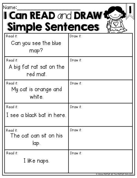 Read And Draw A Simple Sentence Combines Sight Words And Simple