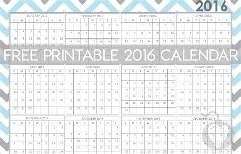 Yearly Calendar 2016 Printable Activity Shelter Yearly Calendar 2016